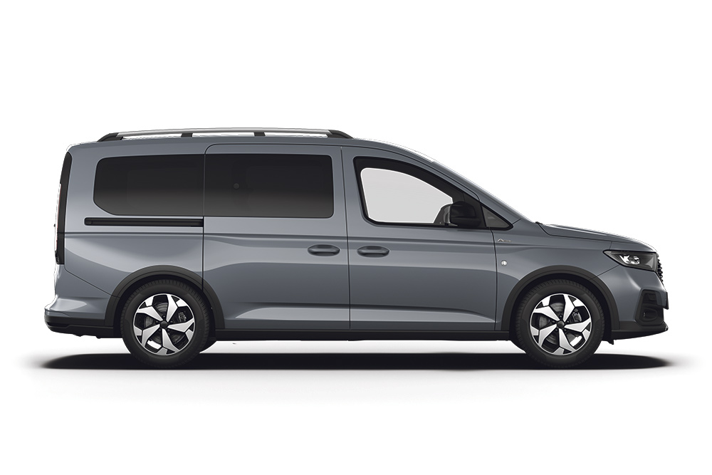 A silver Ford Tourneo Connect plug-in hybrid van