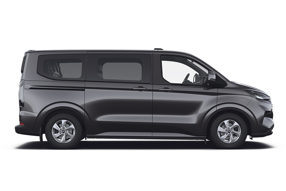 Black Ford Tourneo Custom, part of the Ford MPV and people carrier range.
