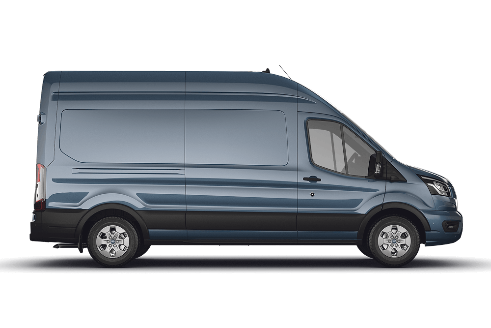 Side profile view of the Ford Transit