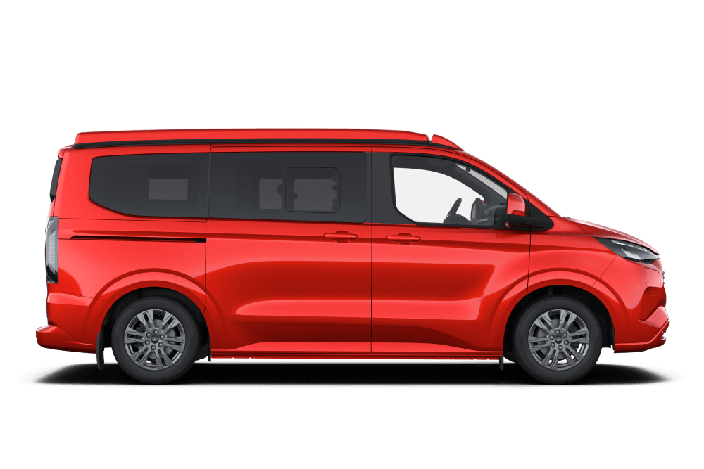 Side view of a Ford Transit Custom Nugget campervan.