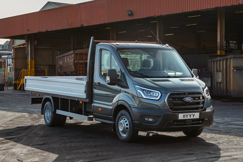 Ford Transit Chassis Cab parked on an industrial estate. 